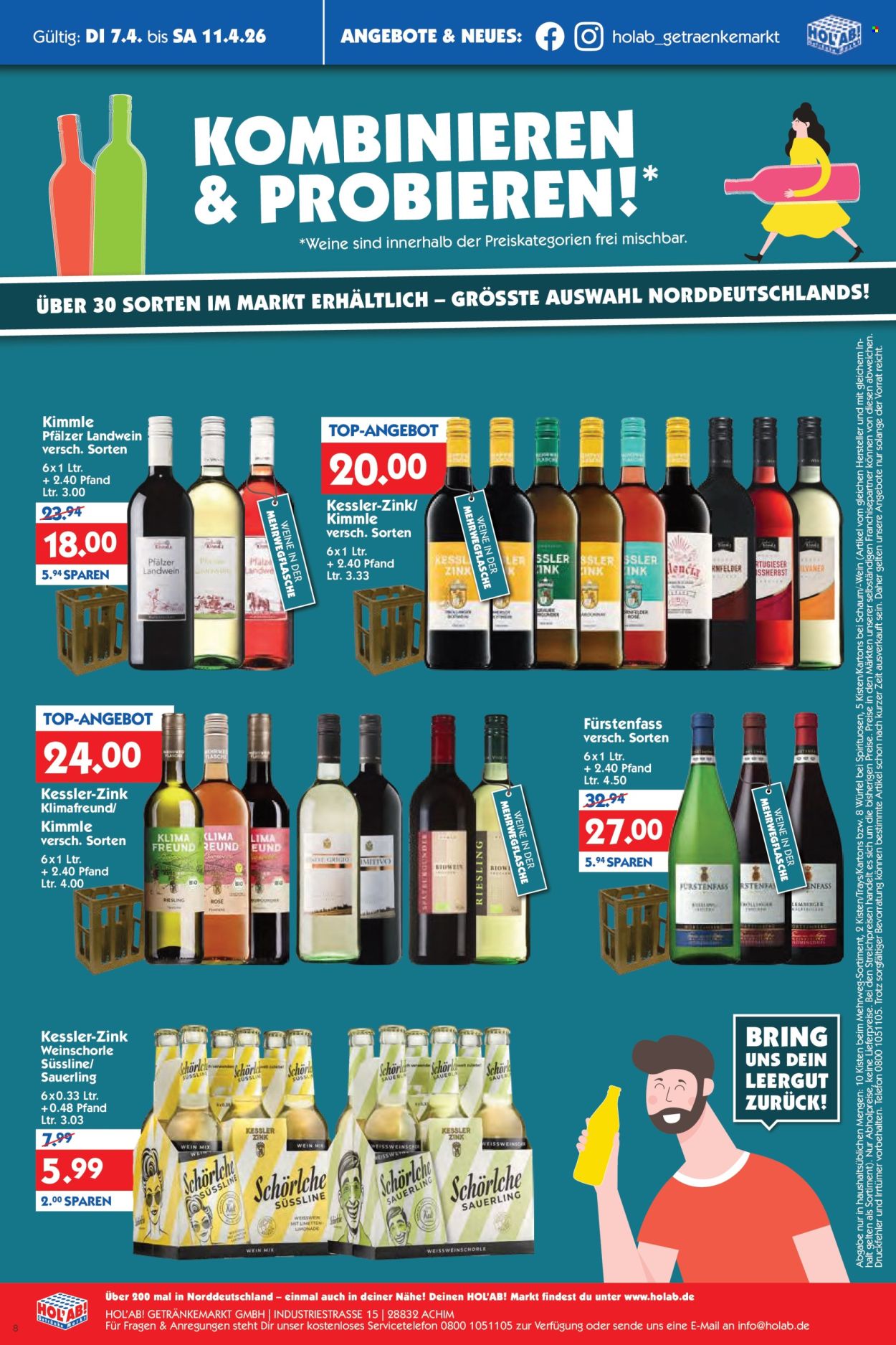 Hol'ab! Getränkemarkt Prospekte  - 7.04.2026 - 11.04.2026. Seite 8