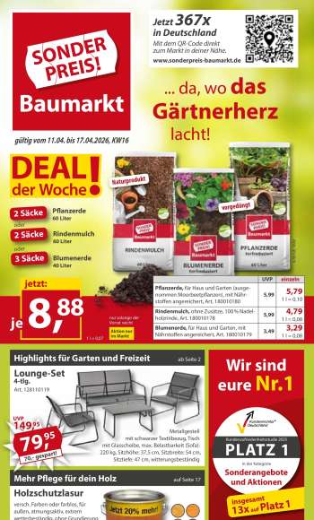 Prospekte Sonderpreis-Baumarkt - 11.04.2026 - 17.04.2026.