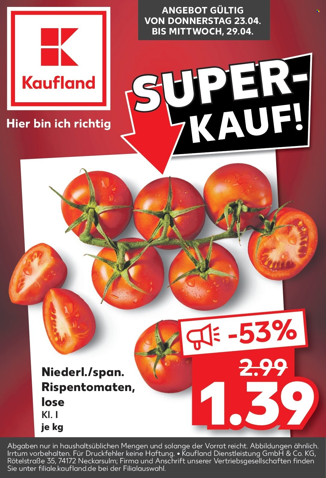 Kaufland Prospekte  - 22.04.2026 - 29.04.2026. Seite 1
