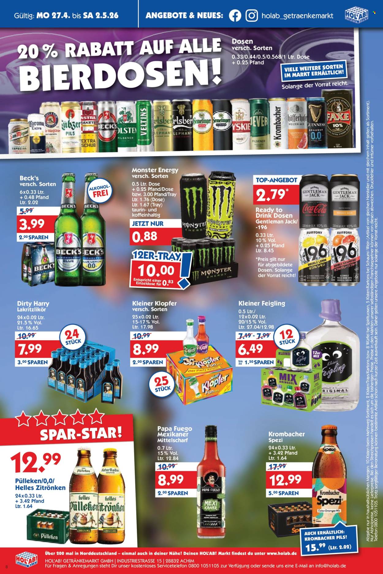 Hol'ab! Getränkemarkt Prospekte  - 27.04.2026 - 2.05.2026. Seite 8