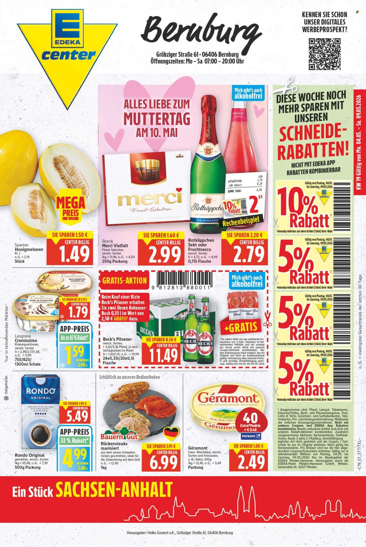 E center Prospekte  - 4.05.2026 - 9.05.2026. Seite 1