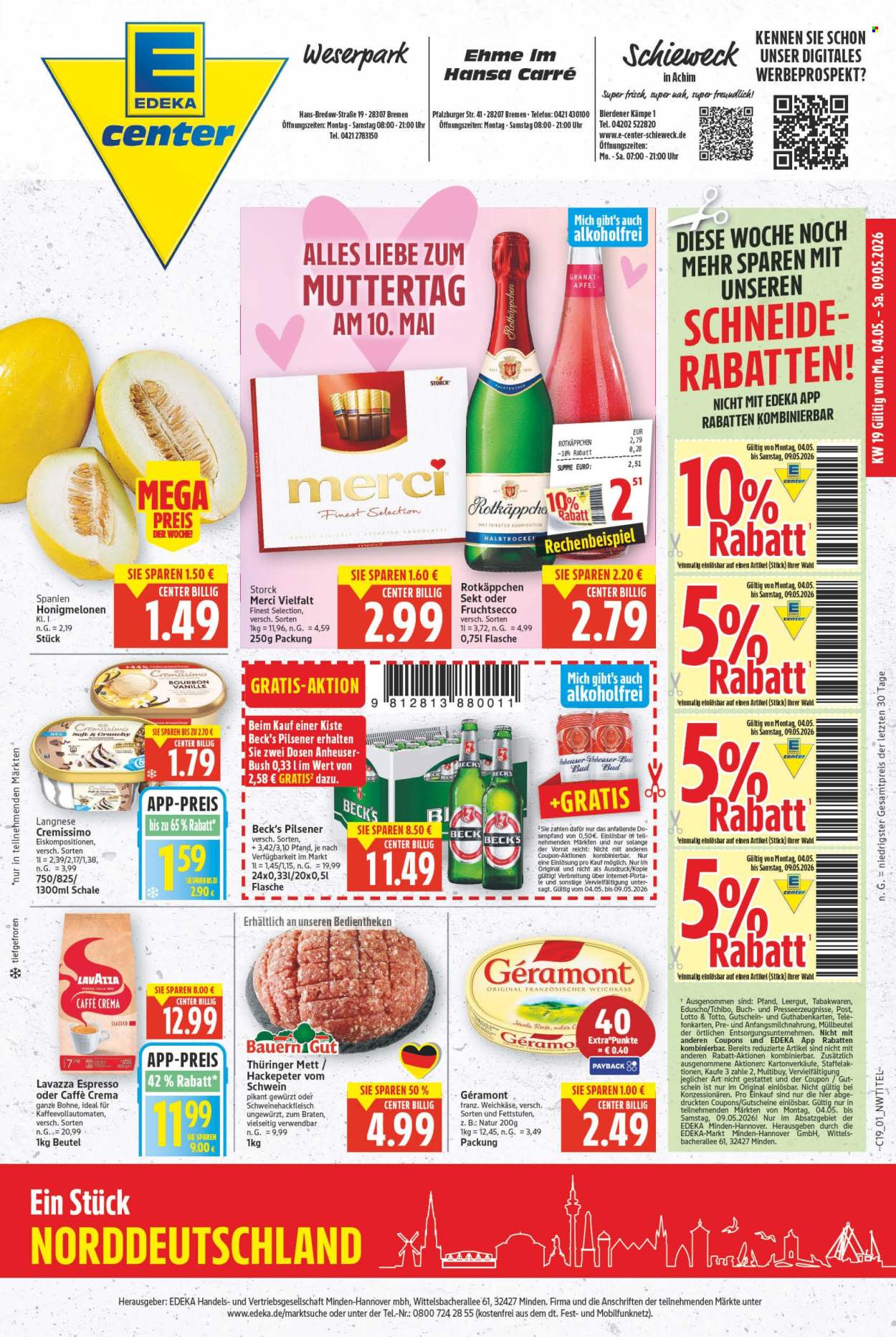 E center Prospekte  - 4.05.2026 - 9.05.2026. Seite 1