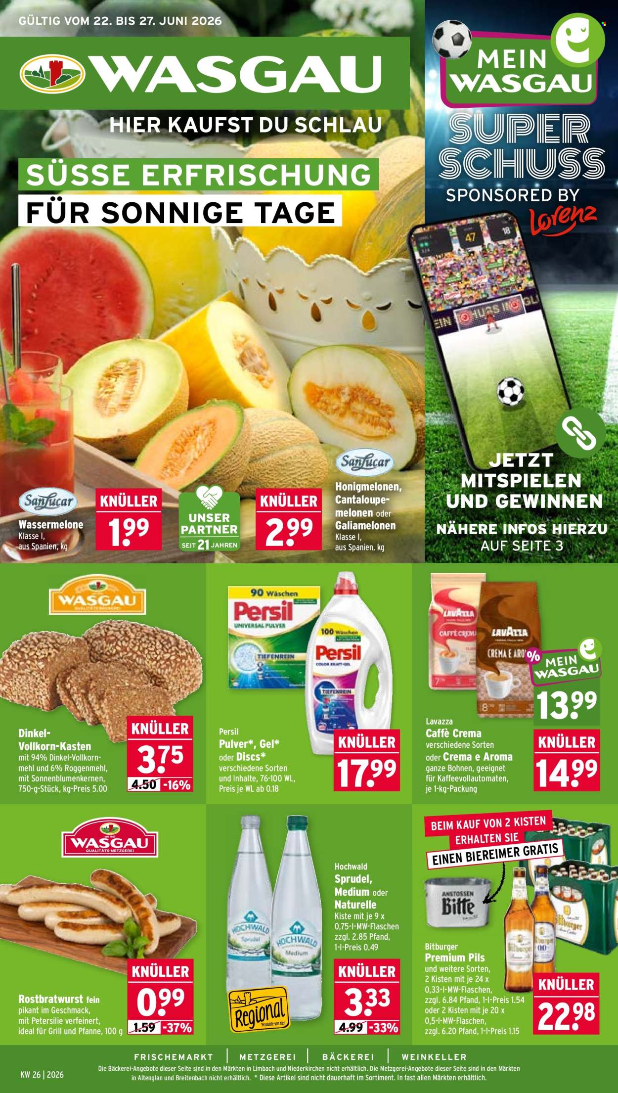 Wasgau Prospekte  - 22.06.2026 - 27.06.2026. Seite 1