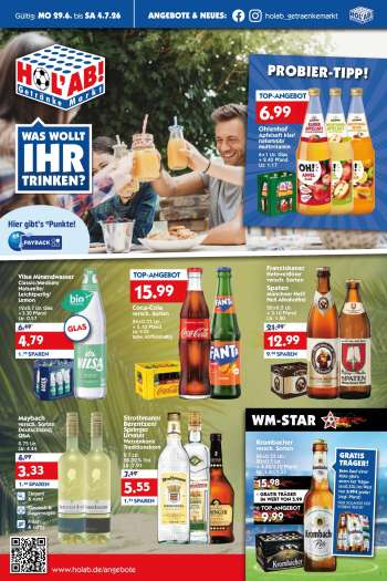 Prospekte Hol'ab! Getränkemarkt - 29.06.2026 - 4.07.2026.