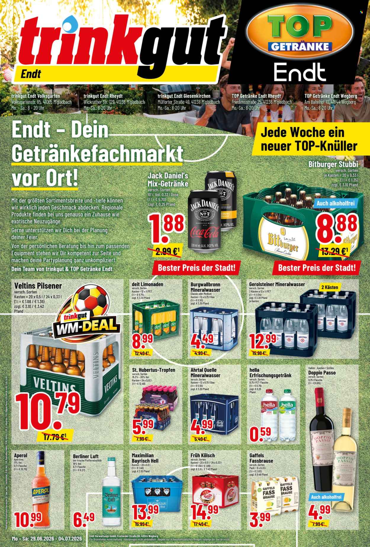 Edeka Getränkemarkt Prospekte  - 29.06.2026 - 4.07.2026. Seite 1
