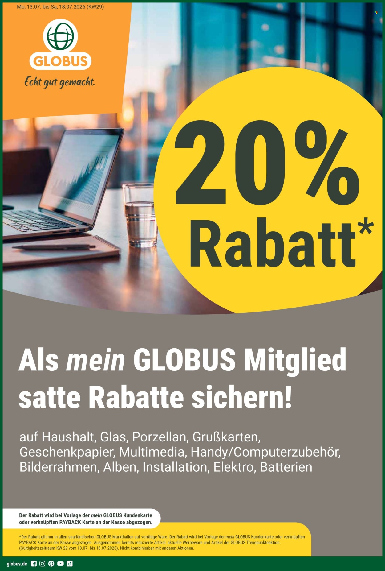 Globus Prospekte  - 13.07.2026 - 18.07.2026. Seite 1