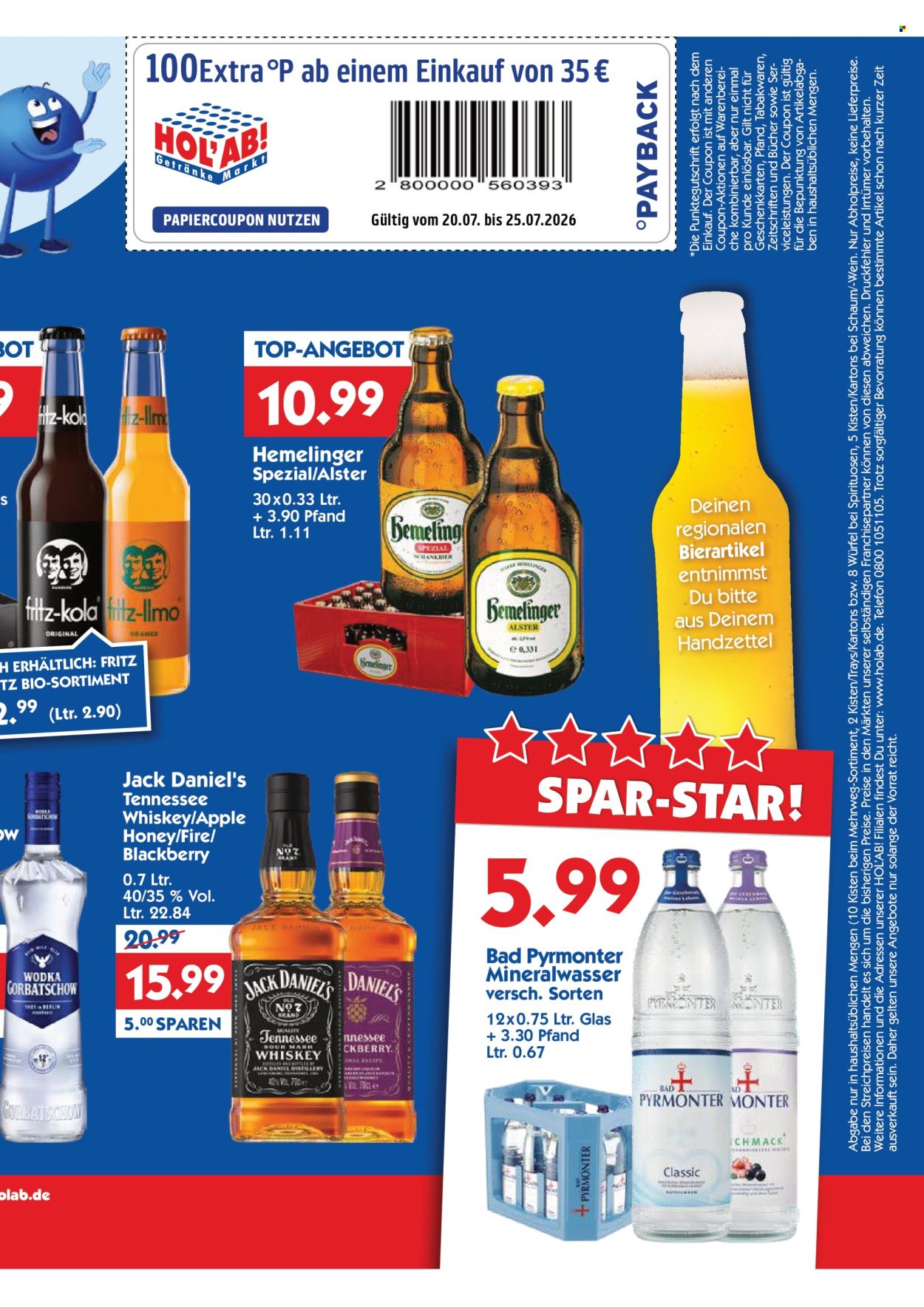 Hol'ab! Getränkemarkt Prospekte  - 20.07.2026 - 25.07.2026. Seite 3