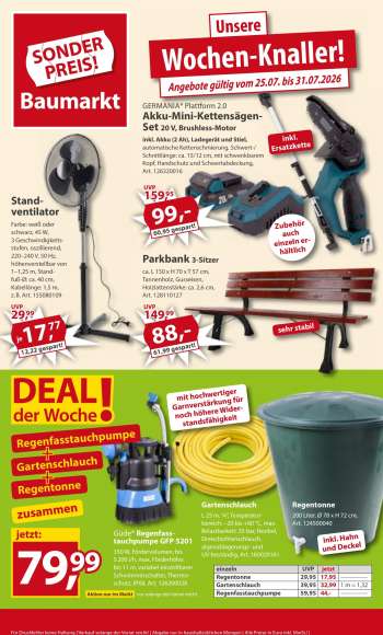 Prospekte Sonderpreis-Baumarkt - 25.07.2026 - 31.07.2026.