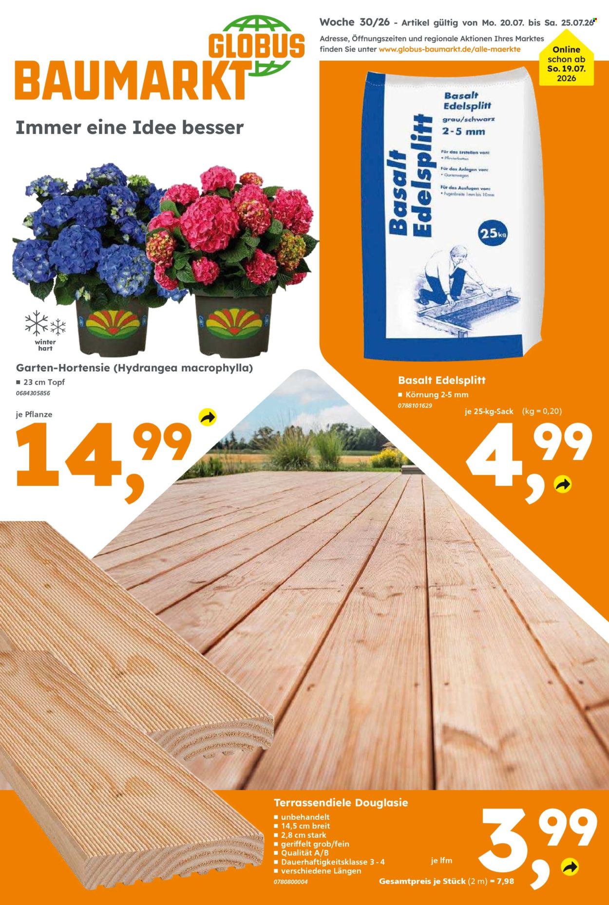 Globus Baumarkt Prospekte  - 20.07.2026 - 25.07.2026. Seite 1