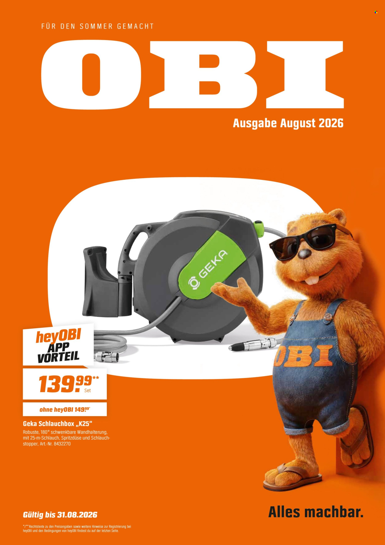 OBI Prospekte  - 1.08.2026 - 31.08.2026. Seite 1
