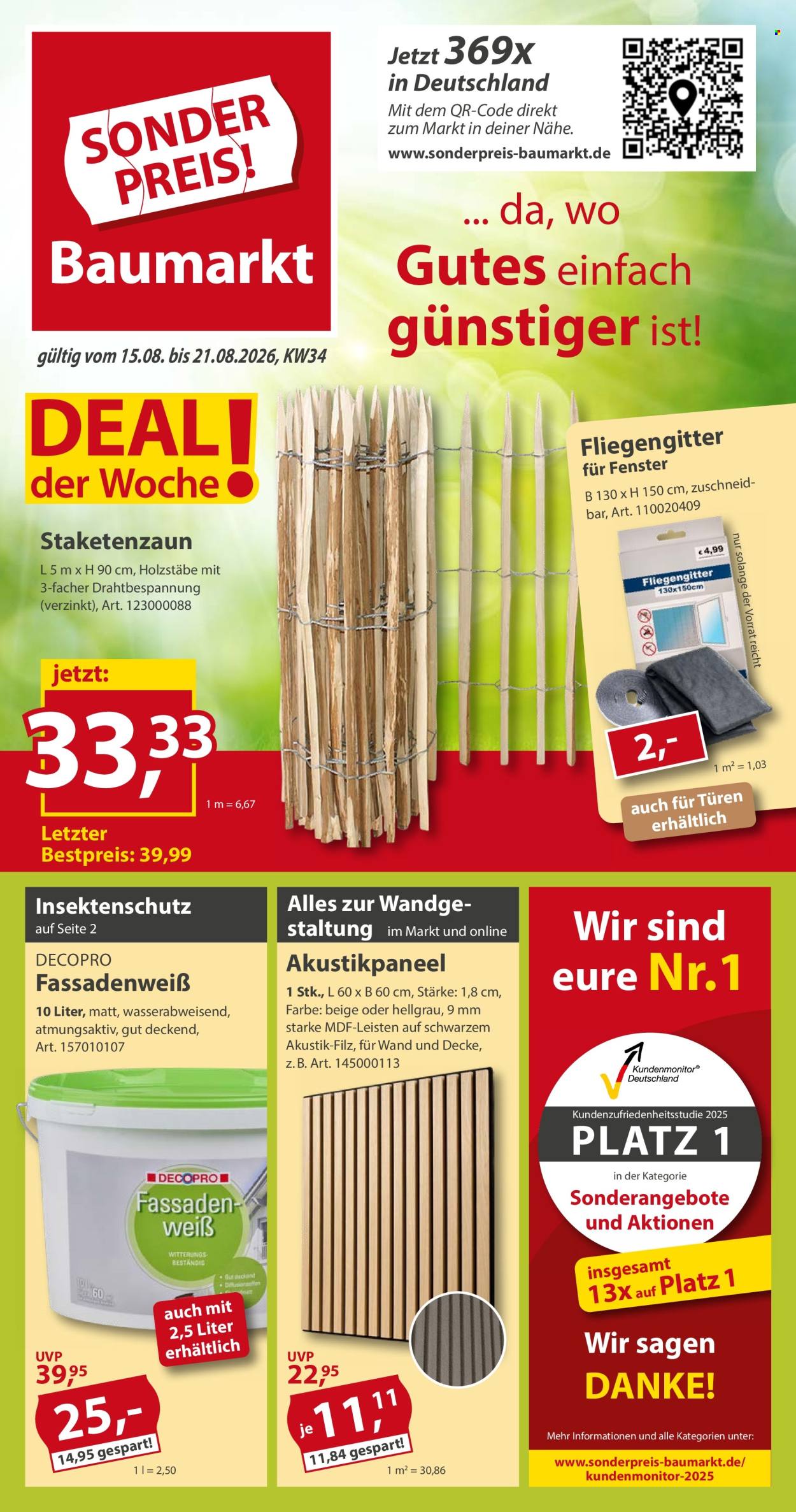 Sonderpreis-Baumarkt Prospekte  - 15.08.2026 - 21.08.2026. Seite 1