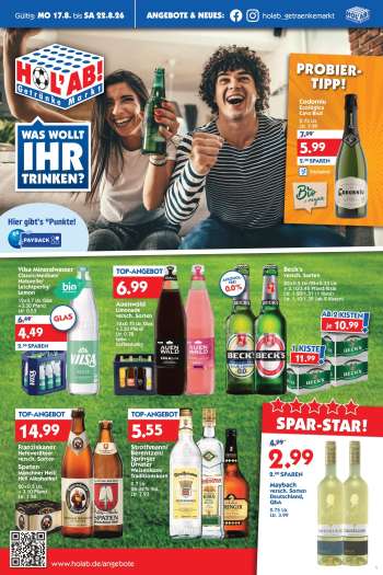 Prospekte Hol'ab! Getränkemarkt - 17.08.2026 - 22.08.2026.