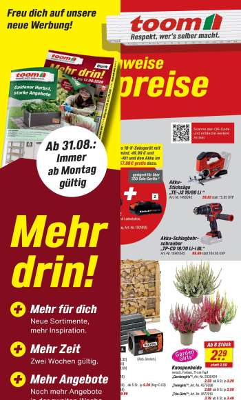 Prospekte toom Baumarkt - 22.08.2026 - 28.08.2026.