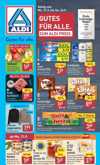 Prospekte ALDI Nord - 21.09.2026 - 26.09.2026.