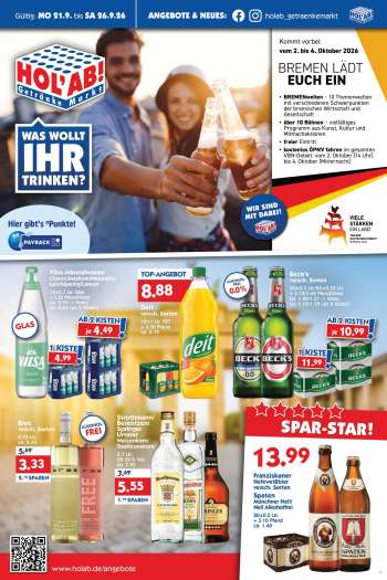 Prospekte Hol'ab! Getränkemarkt - 21.09.2026 - 26.09.2026.