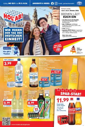 Prospekte Hol'ab! Getränkemarkt - 28.09.2026 - 2.10.2026.