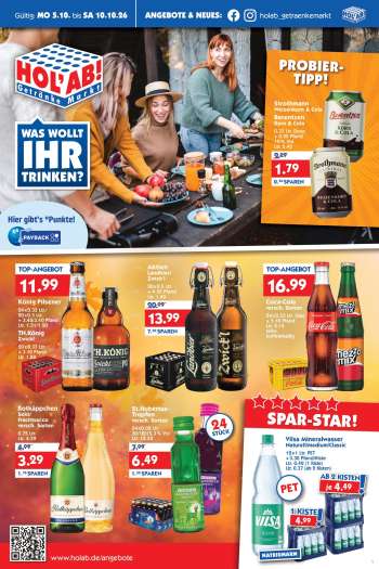 Prospekte Hol'ab! Getränkemarkt - 5.10.2026 - 10.10.2026.