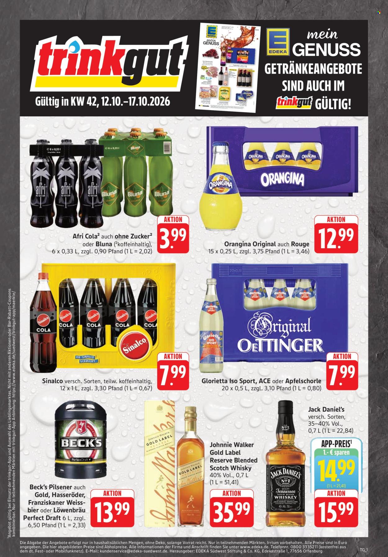 Edeka Getränkemarkt Prospekte  - 12.10.2026 - 17.10.2026. Seite 1