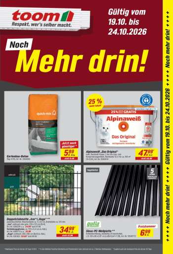 Prospekte toom Baumarkt - 19.10.2026 - 24.10.2026.