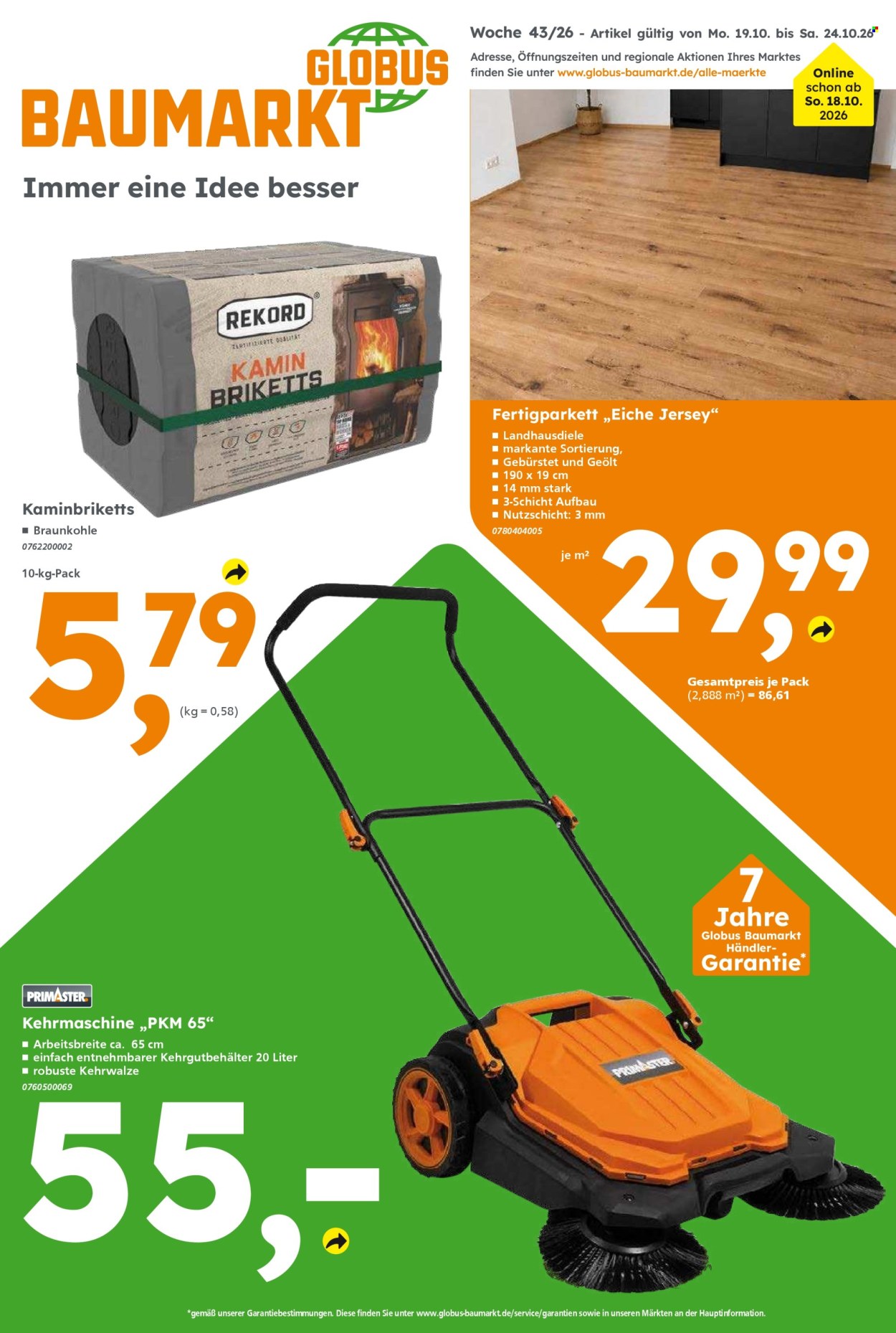 Globus Baumarkt Prospekte  - 19.10.2026 - 24.10.2026. Seite 1