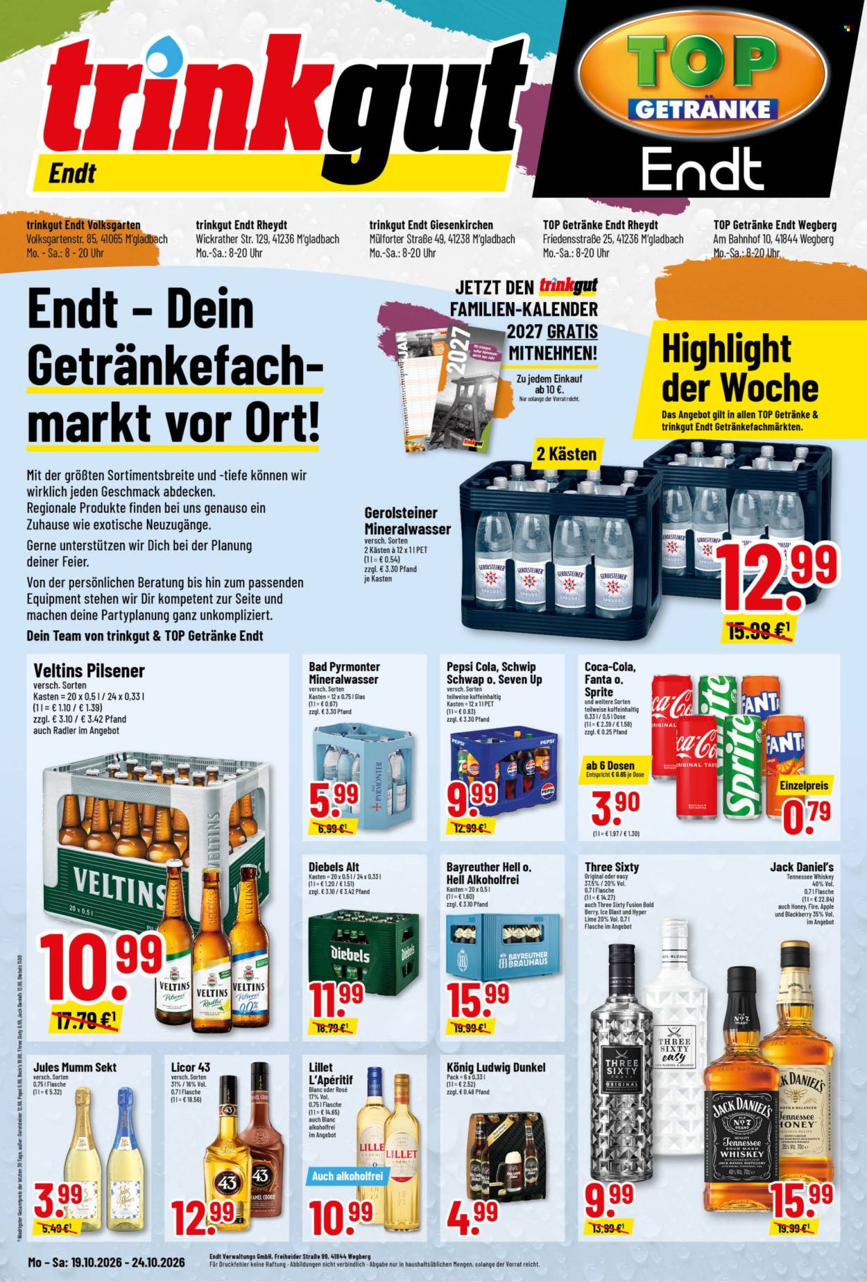 Edeka Getränkemarkt Prospekte  - 19.10.2026 - 24.10.2026. Seite 1