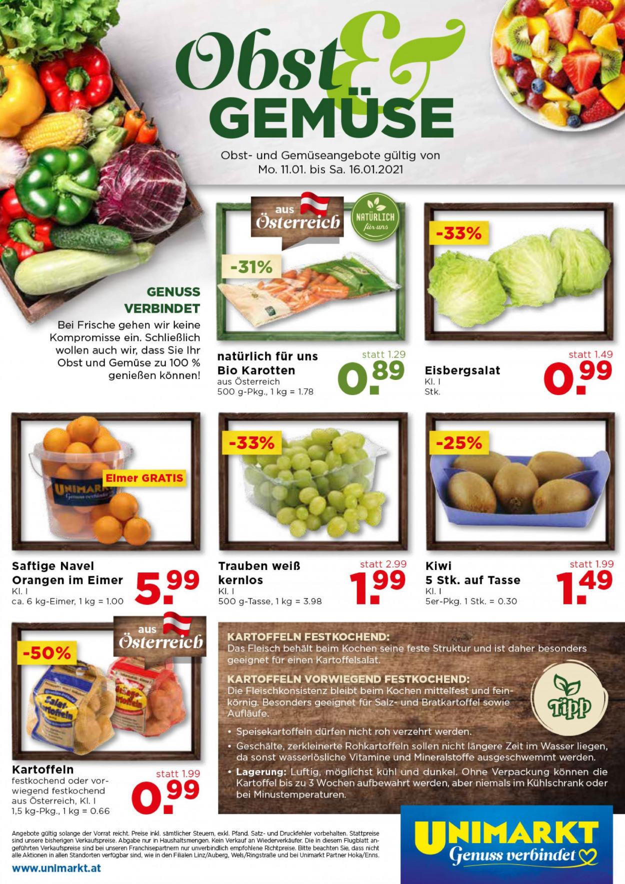 Angebote UNIMARKT - 13.1.2021 - 19.1.2021. Seite 16