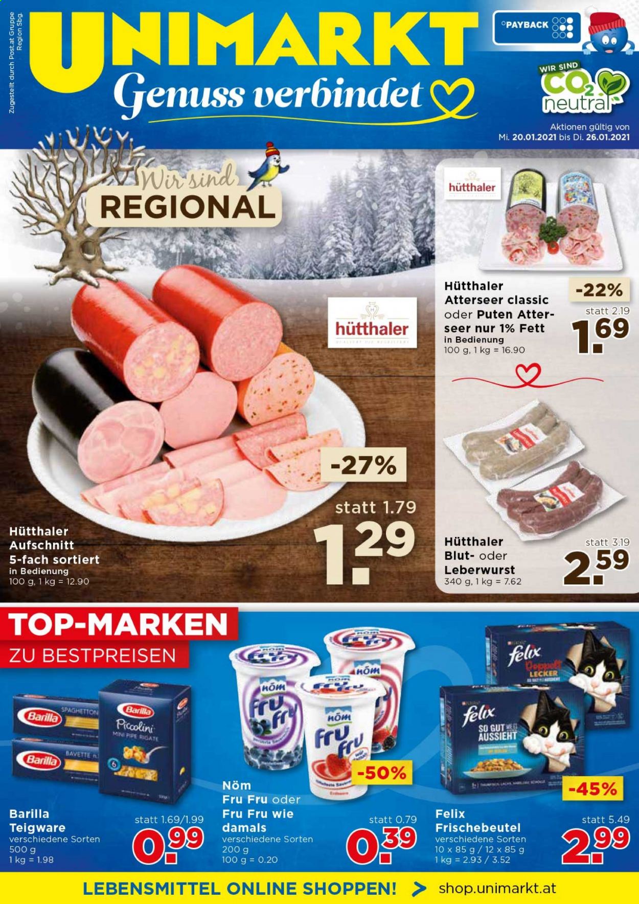 Angebote UNIMARKT - 20.1.2021 - 26.1.2021. Seite 1