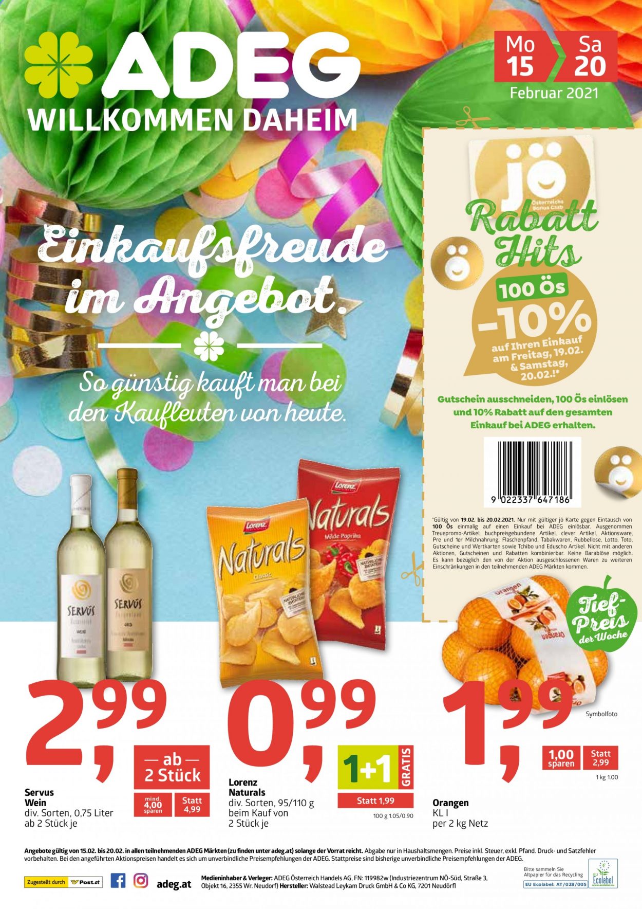 Angebote ADEG - 15.2.2021 - 20.2.2021. Seite 1