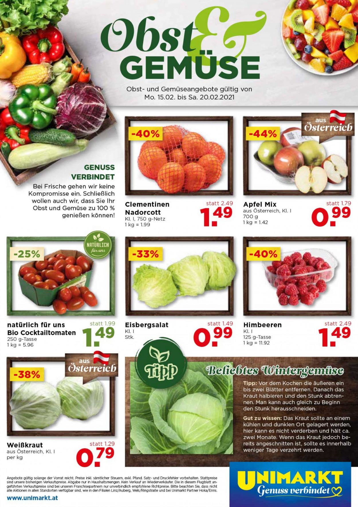 Angebote UNIMARKT - 17.2.2021 - 23.2.2021. Seite 16
