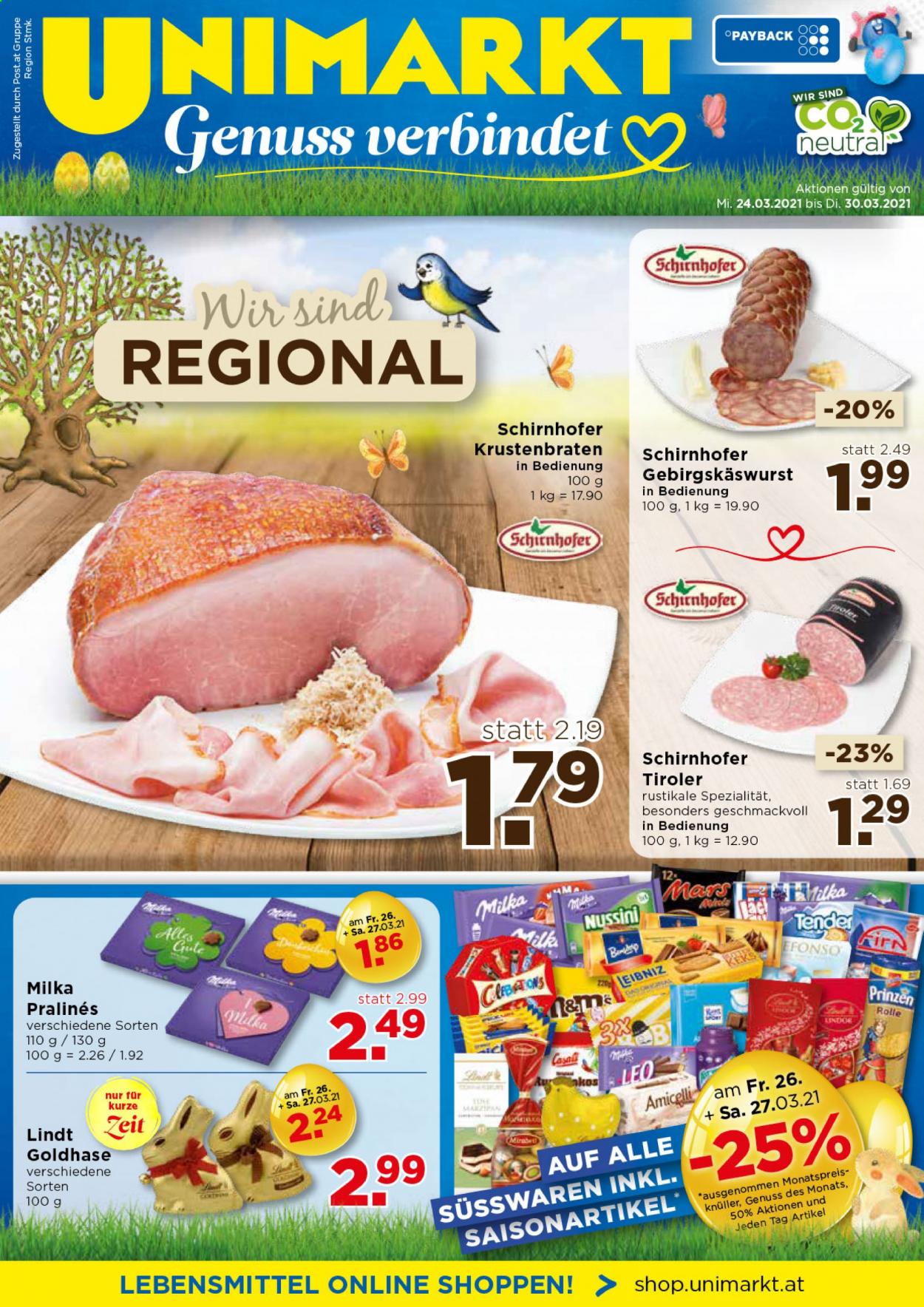 Angebote UNIMARKT - 24.3.2021 - 30.3.2021. Seite 1