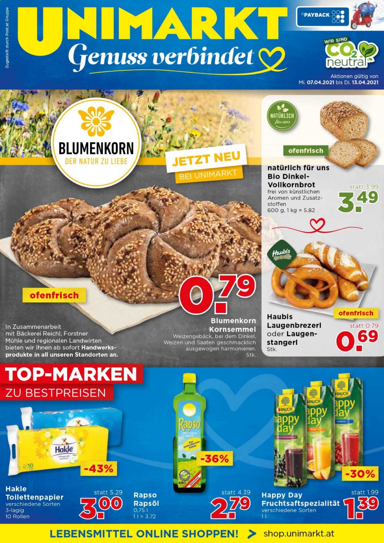 Angebote UNIMARKT - 7.4.2021 - 13.4.2021. Seite 1