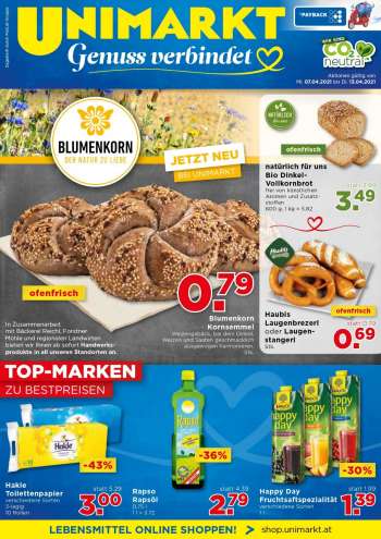 Angebote UNIMARKT - 7.4.2021 - 13.4.2021.