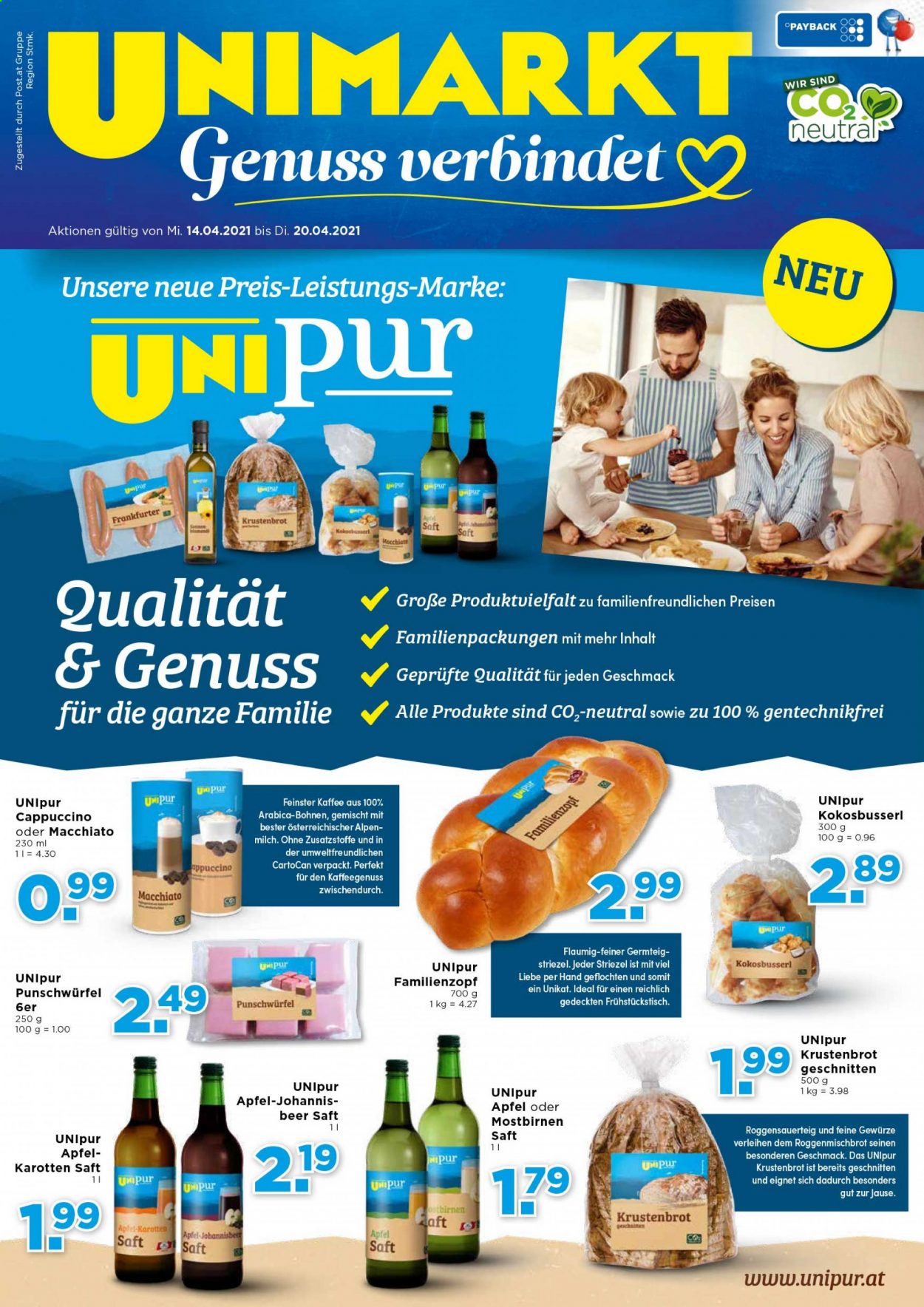 Angebote UNIMARKT - 14.4.2021 - 20.4.2021. Seite 1