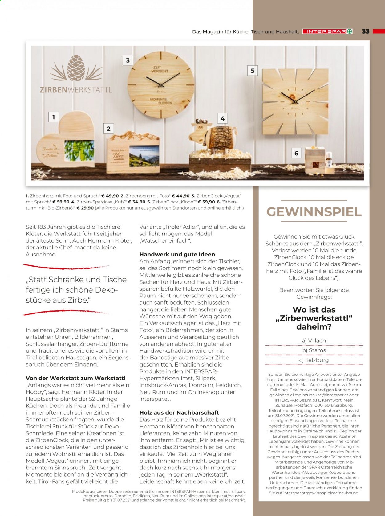 Angebote INTERSPAR - 22.4.2021 - 31.7.2021. Seite 33