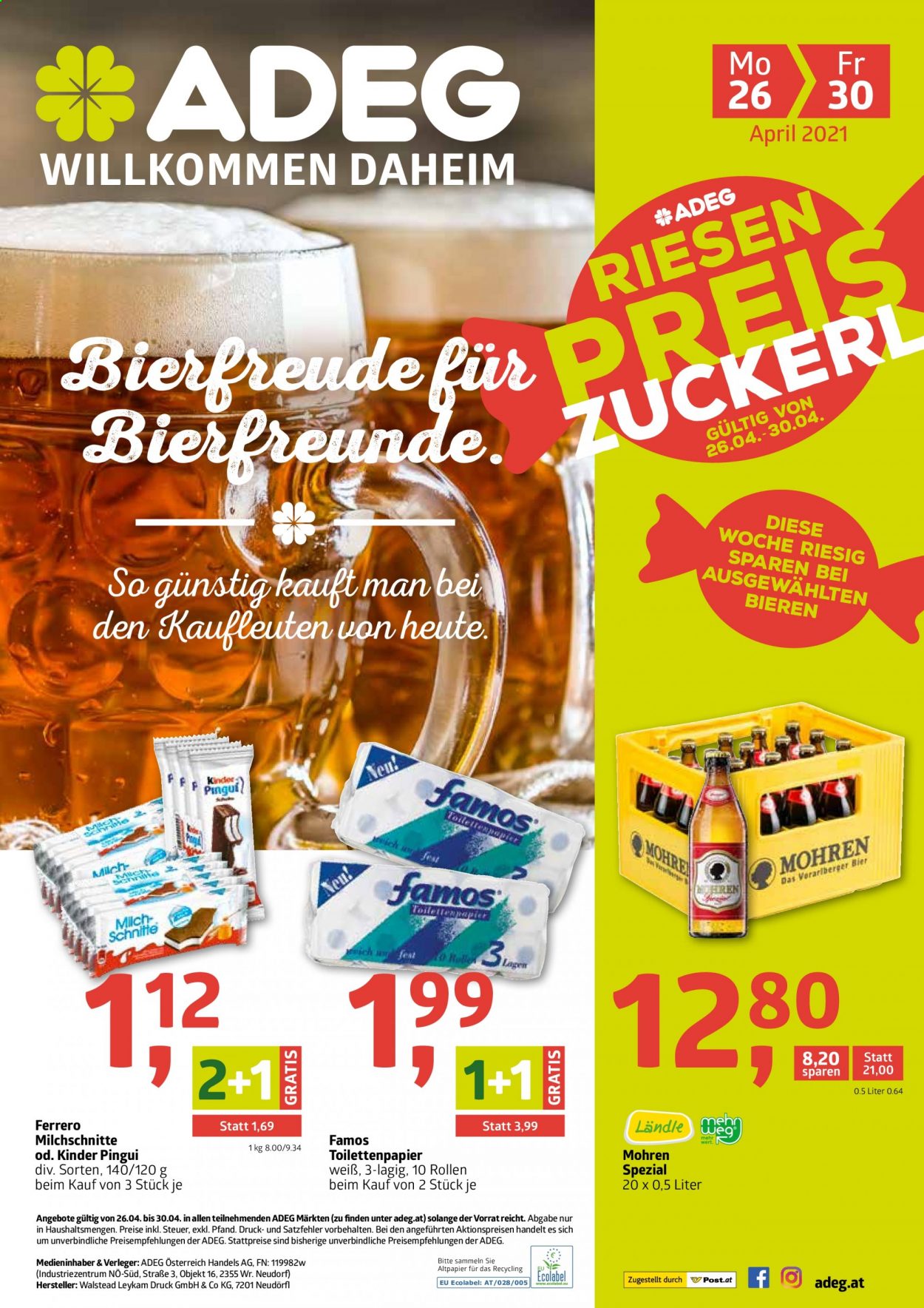 Angebote ADEG - 26.4.2021 - 30.4.2021. Seite 1