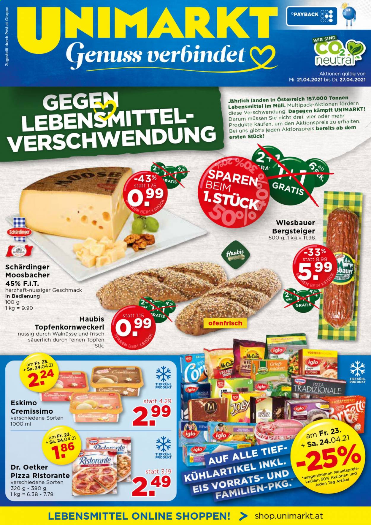 Angebote UNIMARKT - 21.4.2021 - 27.4.2021. Seite 1