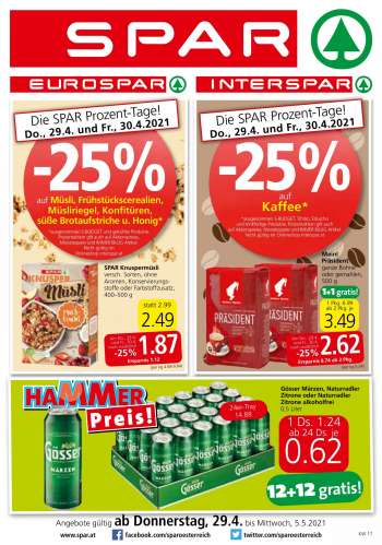 Angebote SPAR - 29.4.2021 - 5.5.2021.