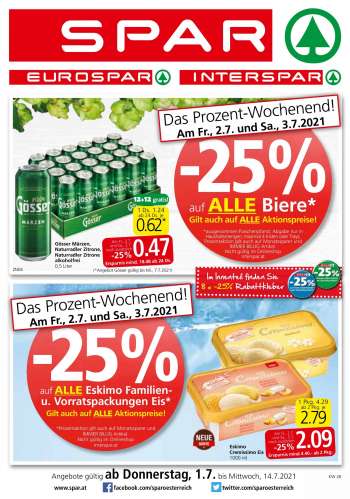 Angebote EUROSPAR - 1.7.2021 - 14.7.2021.