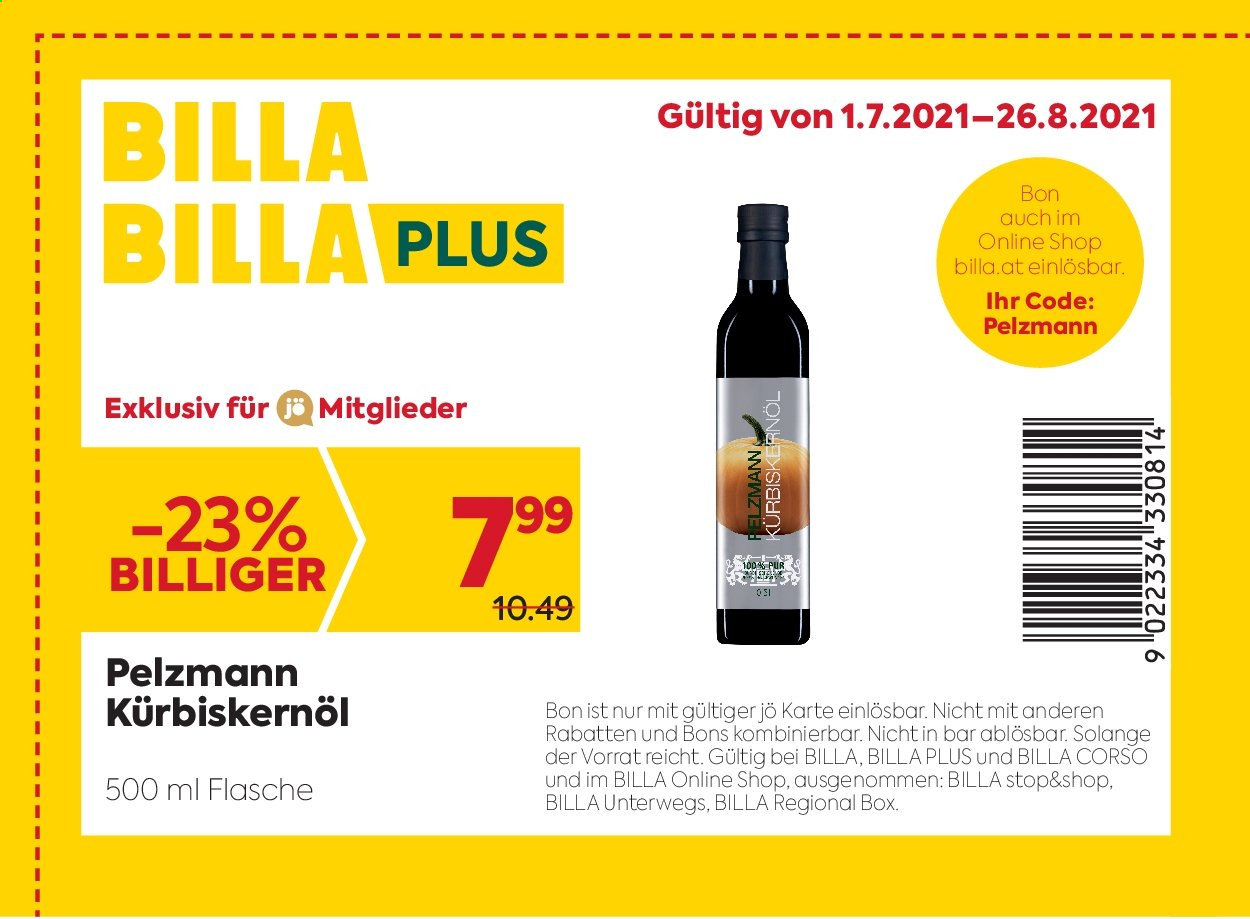 Angebote Billa - 1.7.2021 - 26.8.2021. Seite 1
