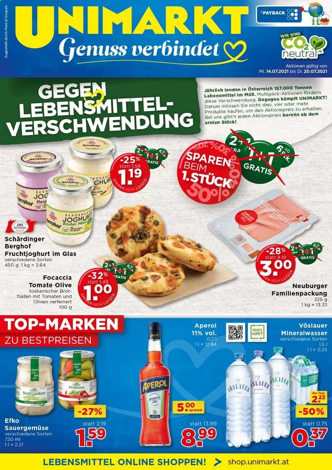 Angebote UNIMARKT - 14.7.2021 - 20.7.2021. Seite 1