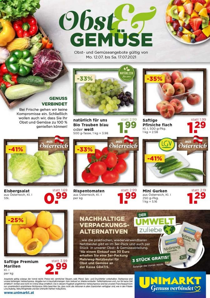 Angebote UNIMARKT - 14.7.2021 - 20.7.2021. Seite 20