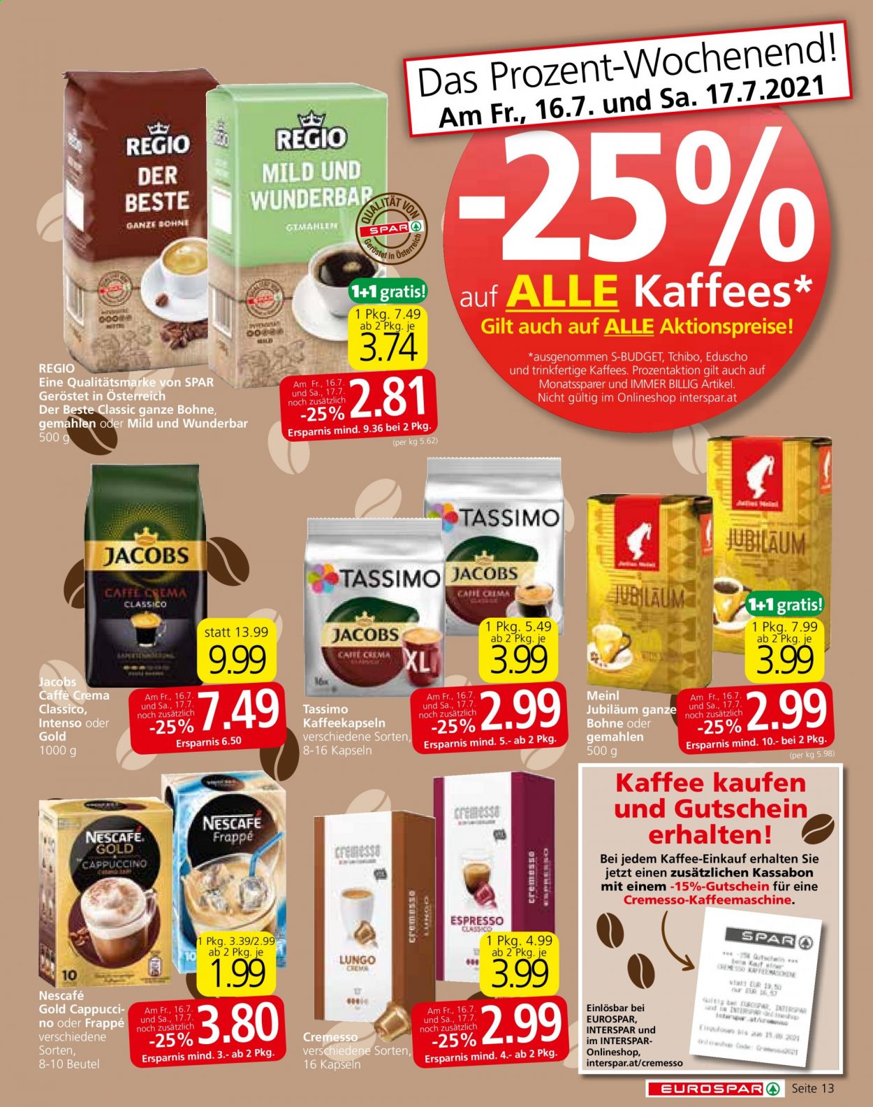 Angebote EUROSPAR - 15.7.2021 - 28.7.2021. Seite 13