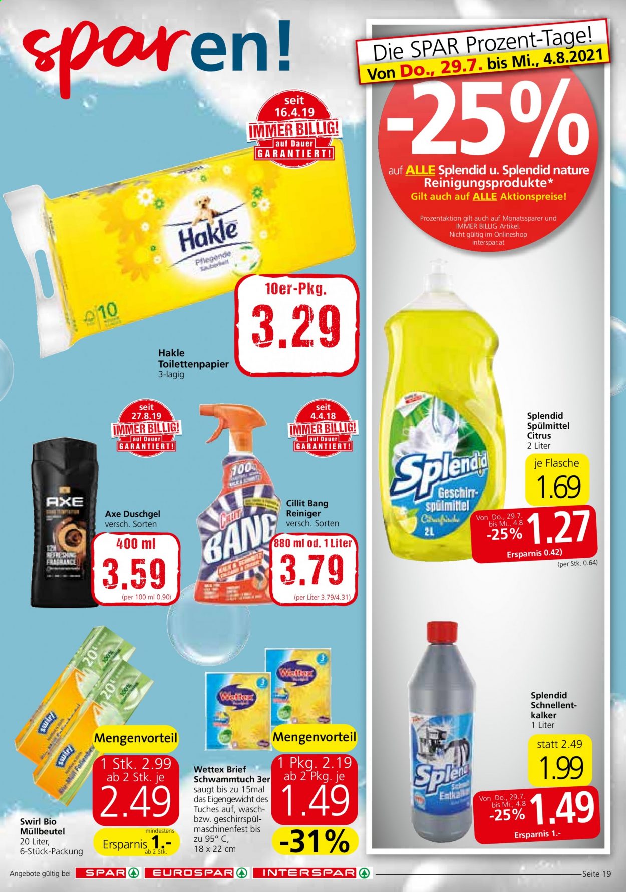 Angebote INTERSPAR - 29.7.2021 - 11.8.2021. Seite 19