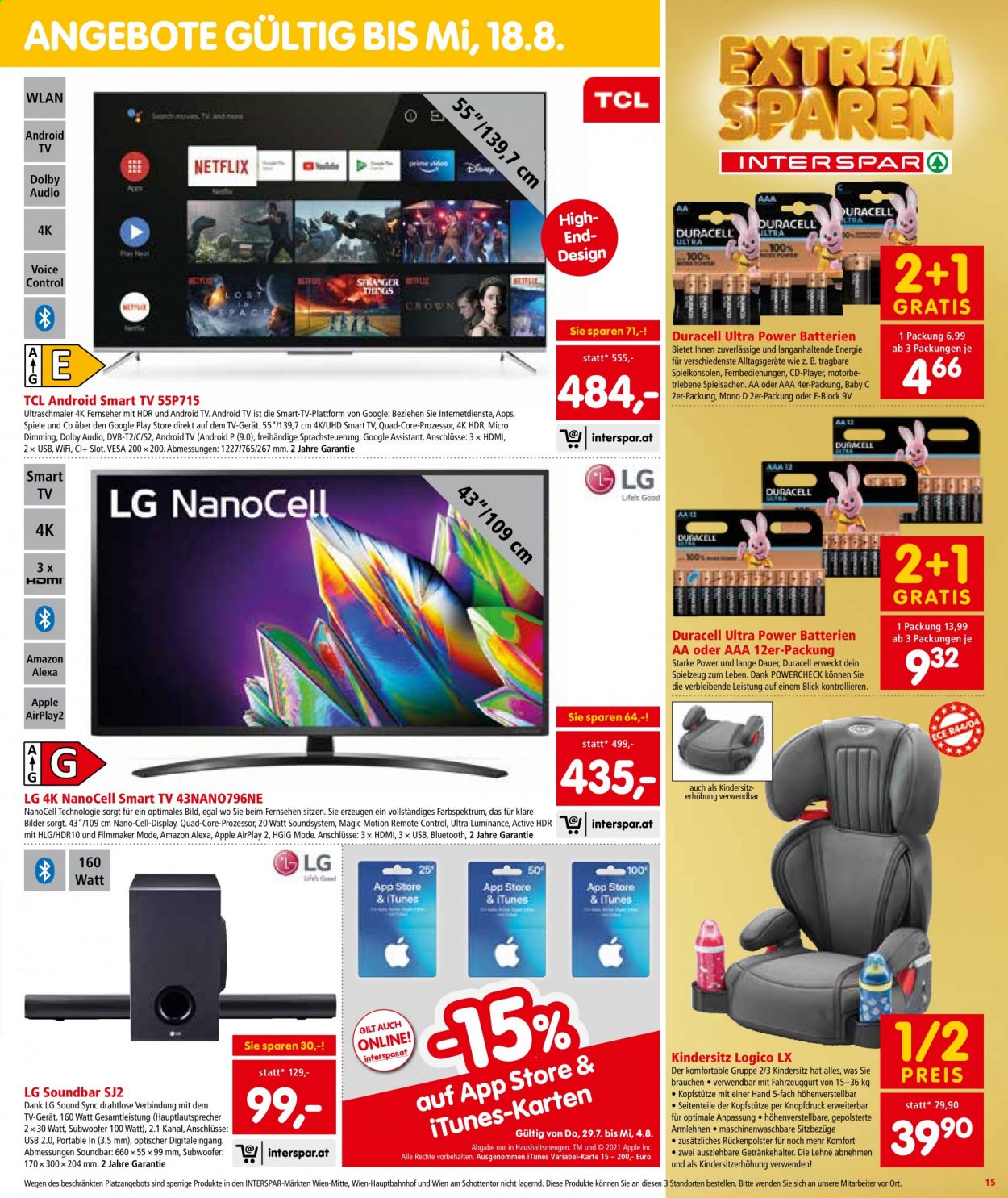 Angebote INTERSPAR - 29.7.2021 - 11.8.2021. Seite 15
