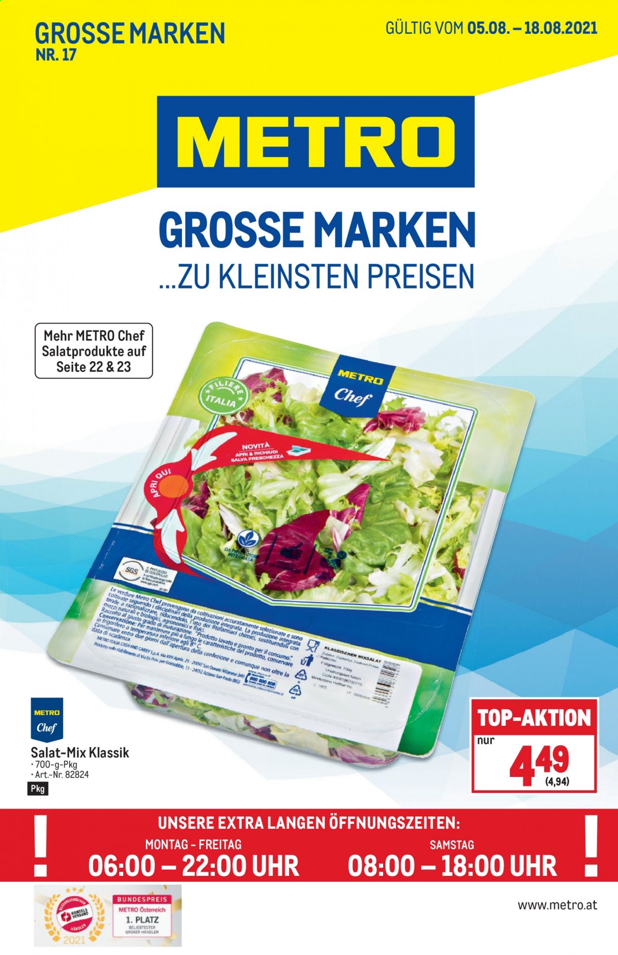 Angebote Metro - 5.8.2021 - 18.8.2021. Seite 1