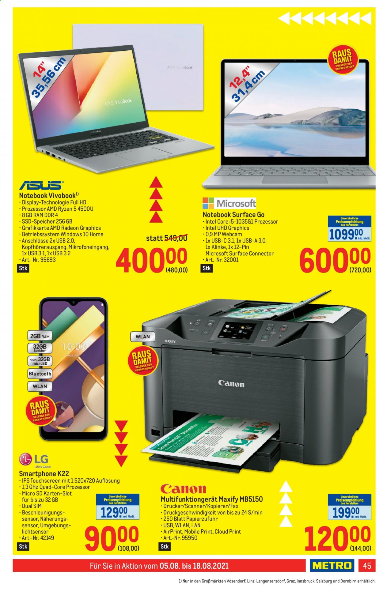 Angebote Metro - 5.8.2021 - 18.8.2021. Seite 45