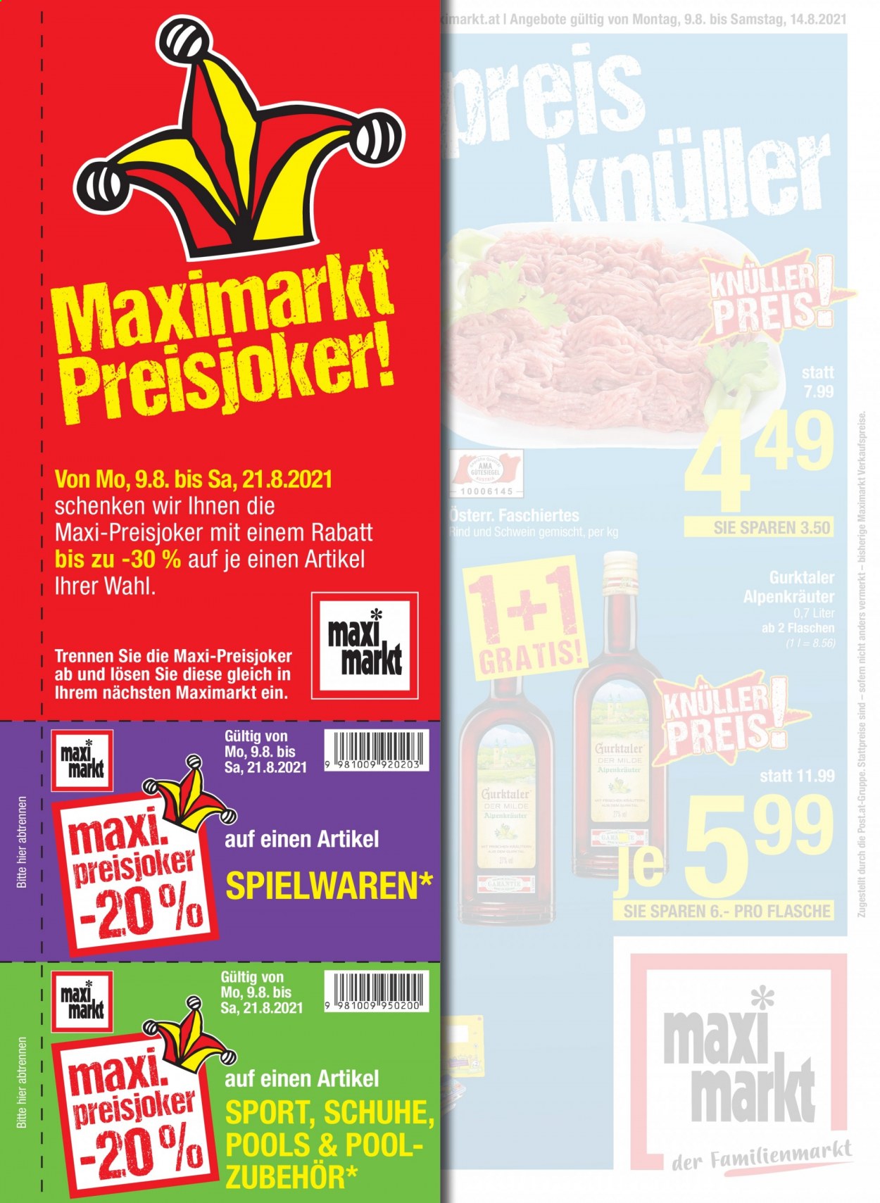 Angebote Maximarkt - 9.8.2021 - 21.8.2021. Seite 1