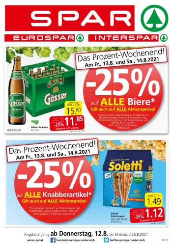 Angebote EUROSPAR - 12.8.2021 - 25.8.2021.