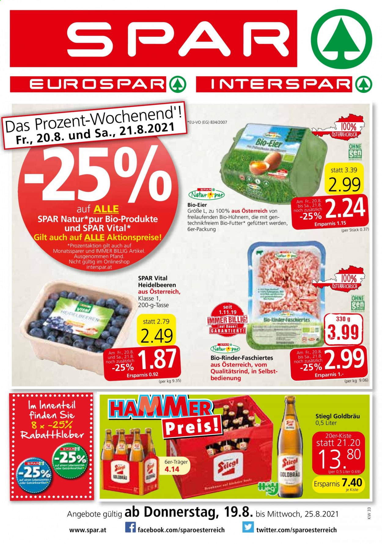 Angebote INTERSPAR - 19.8.2021 - 25.8.2021. Seite 1