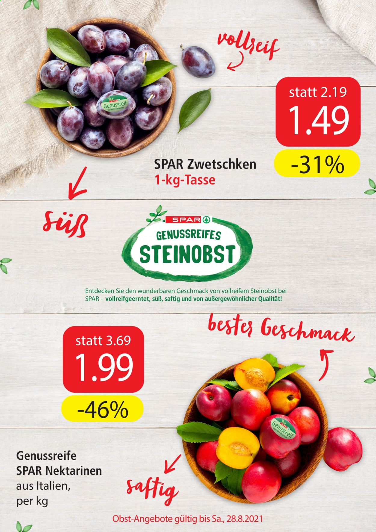 Angebote SPAR - 23.8.2021 - 28.8.2021. Seite 1